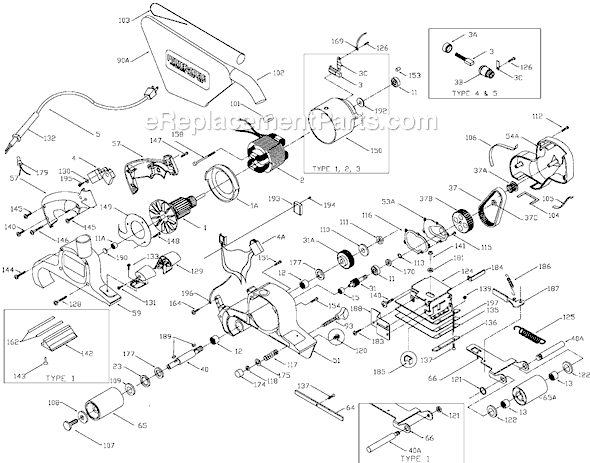 Page A Diagram and Parts List for Type 1 Porter Cable Sander Polisher